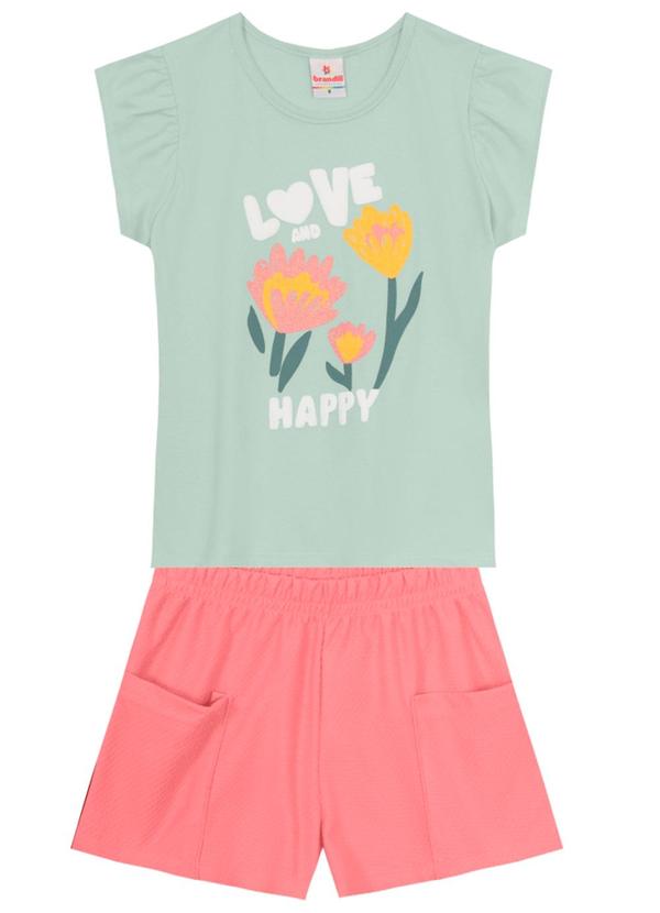 Brandili - Conjunto Infantil de Flores com Glitter Verde