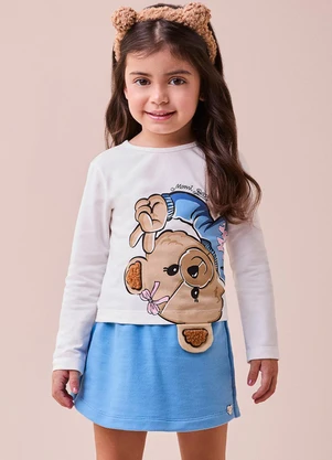 Momi - Conjunto Infantil de Ursinha de Moletom Azul - MOMI