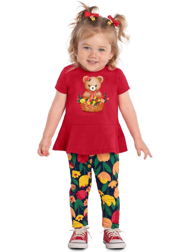 Kyly - Conjunto Infantil de Ursinha Vermelho