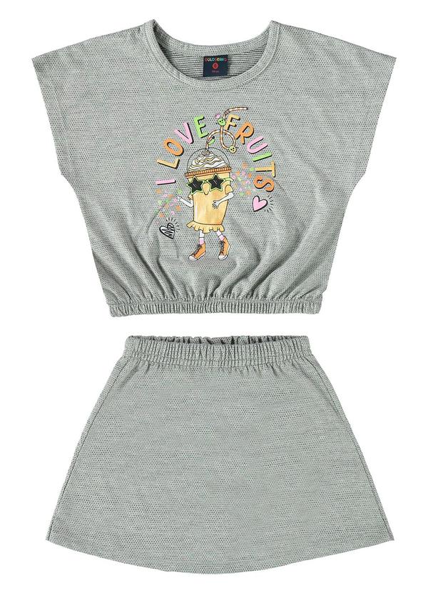 Guloseima - Conjunto Infantil em Meia Malha Cinza