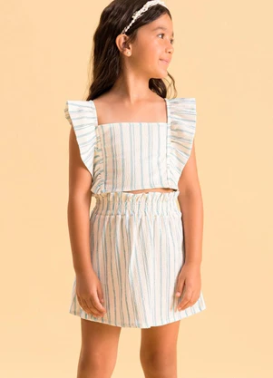 Bugbee - Conjunto Infantil em Tecido Anarruga Azul - BUGBEE