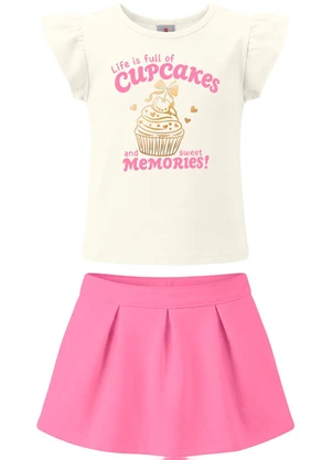 Brandili - Conjunto Infantil Estampa Cupcake Bege - BRANDILI