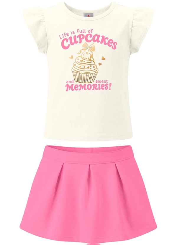 Brandili - Conjunto Infantil Estampa Cupcake Bege