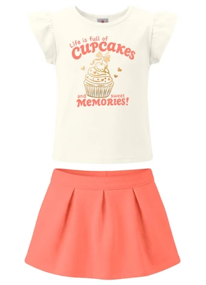 Brandili - Conjunto Infantil Estampa Cupcake Bege - BRANDILI