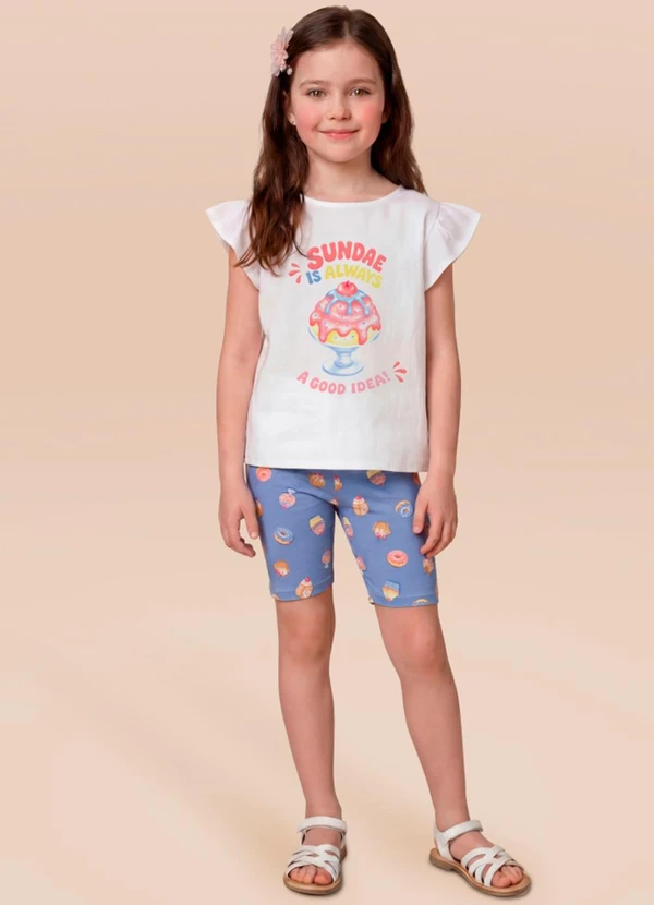 Brandili - Conjunto Infantil Estampa de Doces Bege