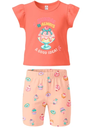 Brandili - Conjunto Infantil Estampa de Doces Laranja - BRANDILI