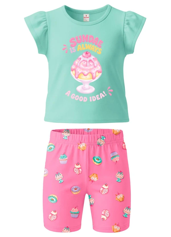 Brandili - Conjunto Infantil Estampa de Doces Verde