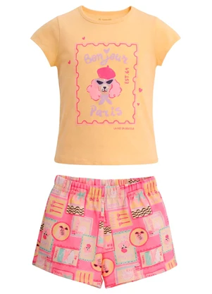 Brandili - Conjunto Infantil Estampa de Selos Amarelo - BRANDILI