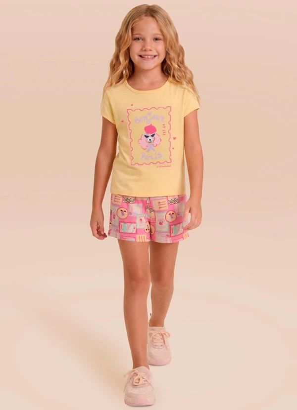 Brandili - Conjunto Infantil Estampa de Selos Amarelo