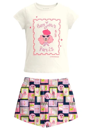 Brandili - Conjunto Infantil Estampa de Selos Bege - BRANDILI