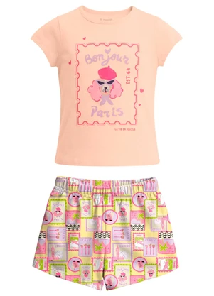 Brandili - Conjunto Infantil Estampa de Selos Rosa - BRANDILI
