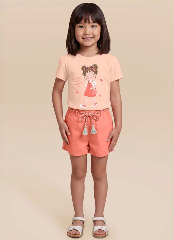 Brandili - Conjunto Infantil Estampa Meninas Rosa