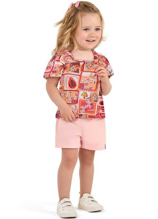 Elian - Conjunto Infantil Estampa Tropical Laranja