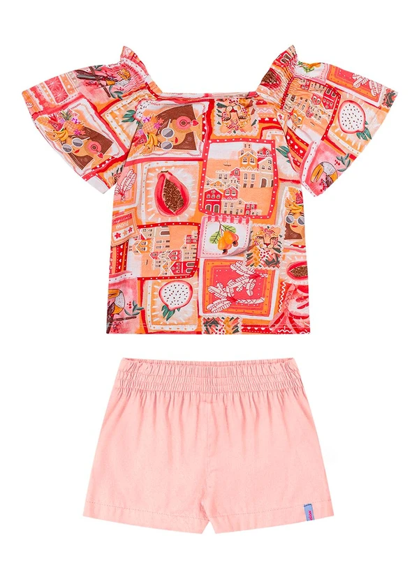 Elian - Conjunto Infantil Estampa Tropical Laranja 2