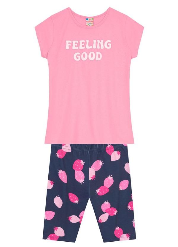 Brandili - Conjunto Infantil Estampado com Glitter Rosa