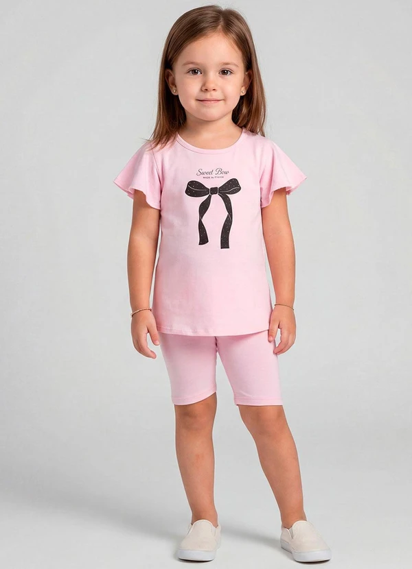 Select - Conjunto Infantil Feminino Blusa e Ciclista Rosa