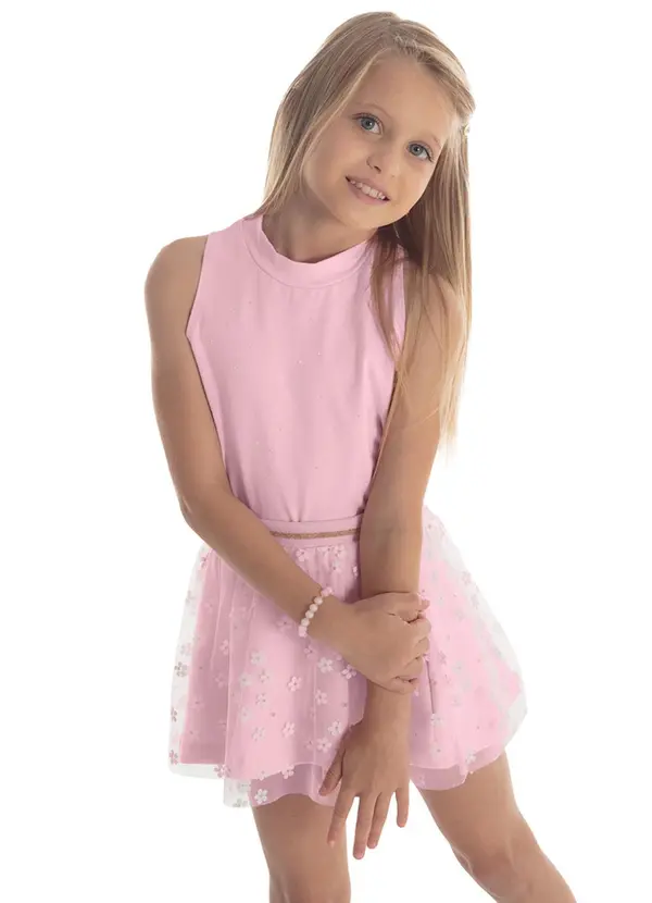 Trick Nick - Conjunto Infantil Feminino Blusa e Saia Rosa