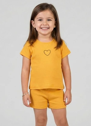 Select - Conjunto Infantil Feminino Blusa e Short Amarelo - SELECT