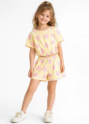 Select - Conjunto Infantil Feminino Blusa e Short Amarelo - SELECT