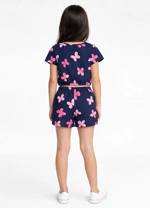 Select - Conjunto Infantil Feminino Blusa e Short Azul - SELECT