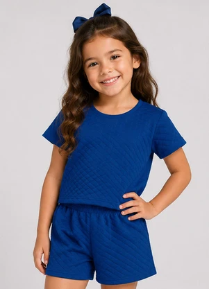 Select - Conjunto Infantil Feminino Blusa e Short Azul - SELECT