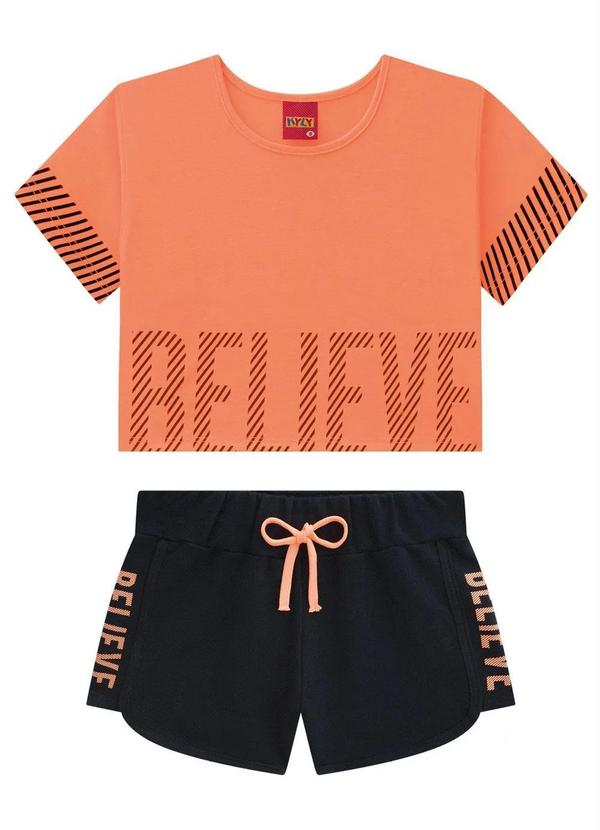 Kyly - Conjunto Infantil Menina Blusa e Short Laranja