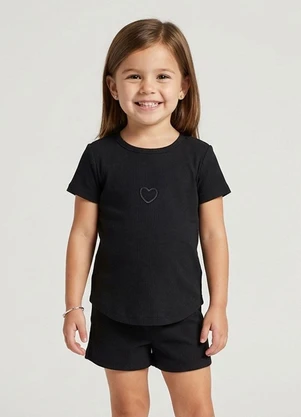 Select - Conjunto Infantil Feminino Blusa e Short Preto - SELECT