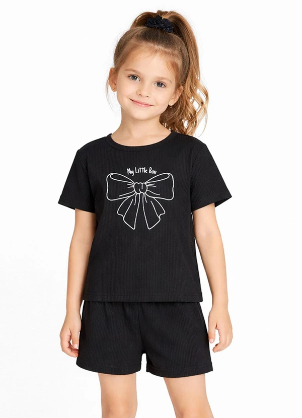 Select - Conjunto Infantil Feminino Blusa e Short Preto