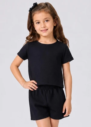 Select - Conjunto Infantil Feminino Blusa e Short Preto - SELECT