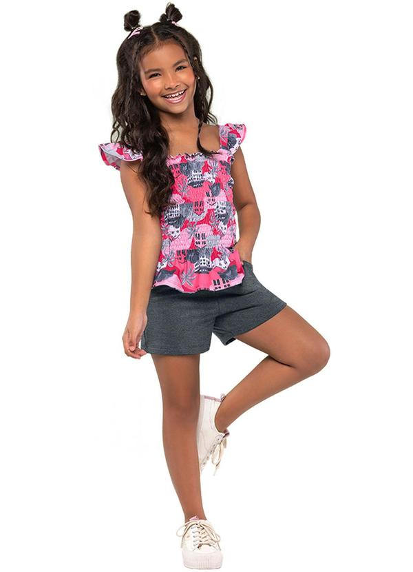 Nanai - Conjunto Infantil Feminino Blusa e Short Rosa 1