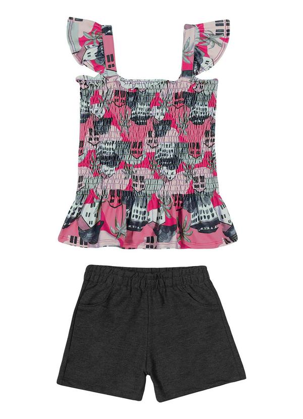 Nanai - Conjunto Infantil Feminino Blusa e Short Rosa 2