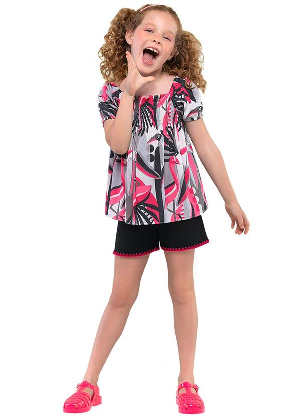 Nanai - Conjunto Infantil Feminino Blusa e Short Rosa