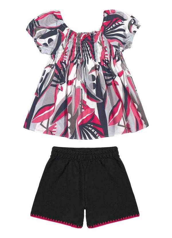 Nanai - Conjunto Infantil Feminino Blusa e Short Rosa 2