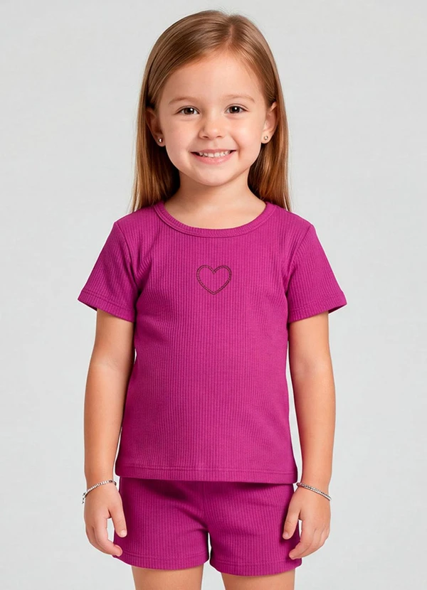 Select - Conjunto Infantil Feminino Blusa e Short Rosa