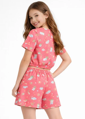 Select - Conjunto Infantil Feminino Blusa e Short Rosa - SELECT