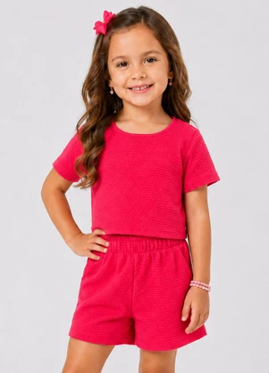 Select - Conjunto Infantil Feminino Blusa e Short Rosa - SELECT