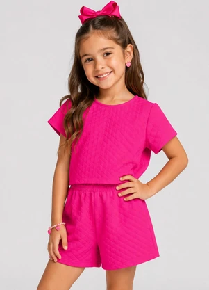 Select - Conjunto Infantil Feminino Blusa e Short Rosa - SELECT