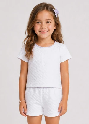 Select - Conjunto Infantil Feminino Blusa e Shorts Branco - SELECT