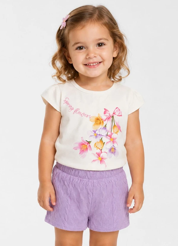 Trick Nick - Conjunto Infantil Feminino Blusa Short Bege