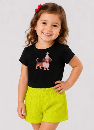 Trick Nick - Conjunto Infantil Feminino Blusa Short Preto - TRICK NICK