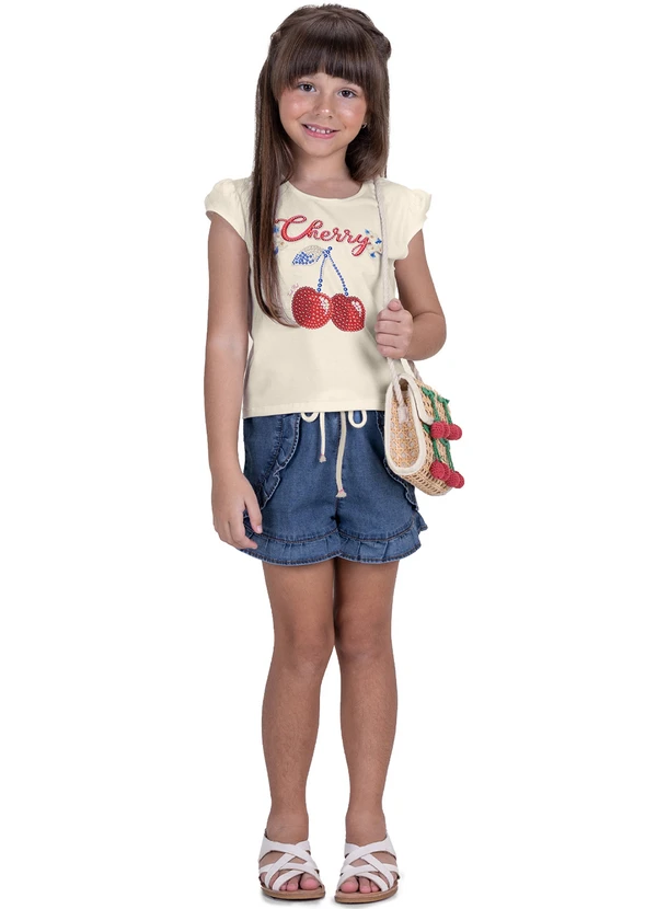 Trick Nick - Conjunto Infantil Feminino Cherry Bege