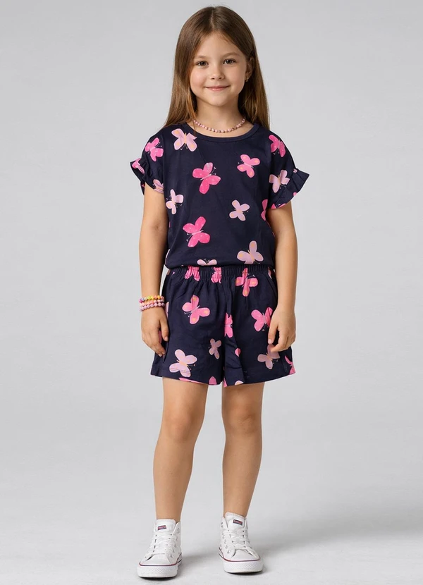 Select - Conjunto Infantil Feminino com Babado Azul
