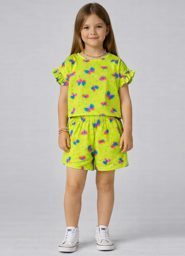 Select - Conjunto Infantil Feminino com Babado Verde