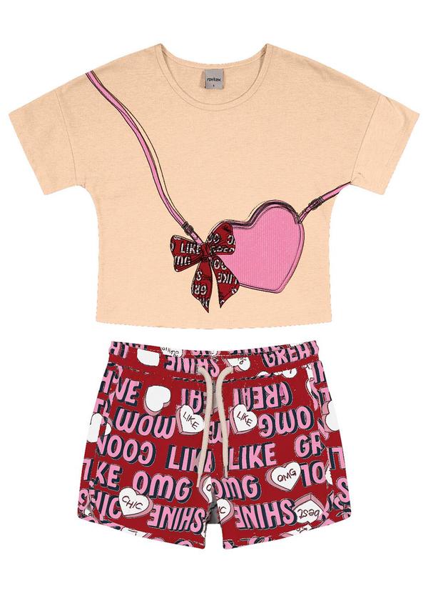 Rovi Kids - Conjunto Infantil Menina Coração Bege