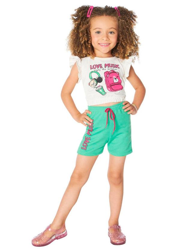 Rovitex - Conjunto Infantil Feminino Estampa Glitter Bege