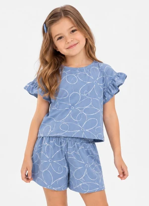 Select - Conjunto Infantil Feminino Estampado Azul - SELECT