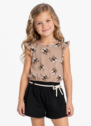 Select - Conjunto Infantil Feminino Estampado Bege - SELECT