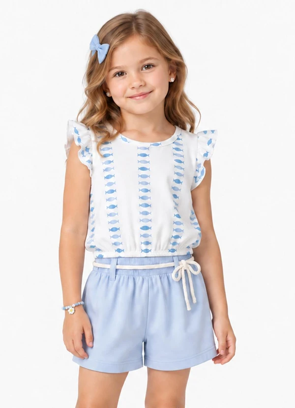 Select - Conjunto Infantil Feminino Estampado Branco