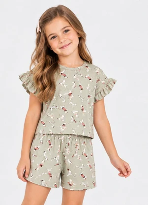 Select - Conjunto Infantil Feminino Estampado Verde - SELECT