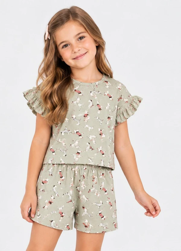 Select - Conjunto Infantil Feminino Estampado Verde